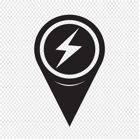 Map Pointer Lightning Icon vector