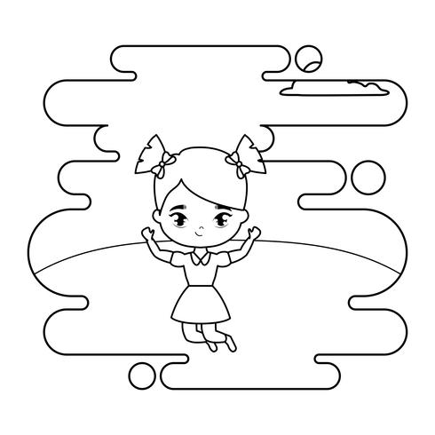 cute little student girl in landscape scene vector