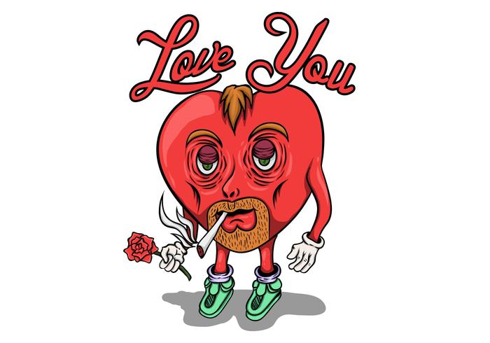 fumar corazón te amo ilustración vectorial vector