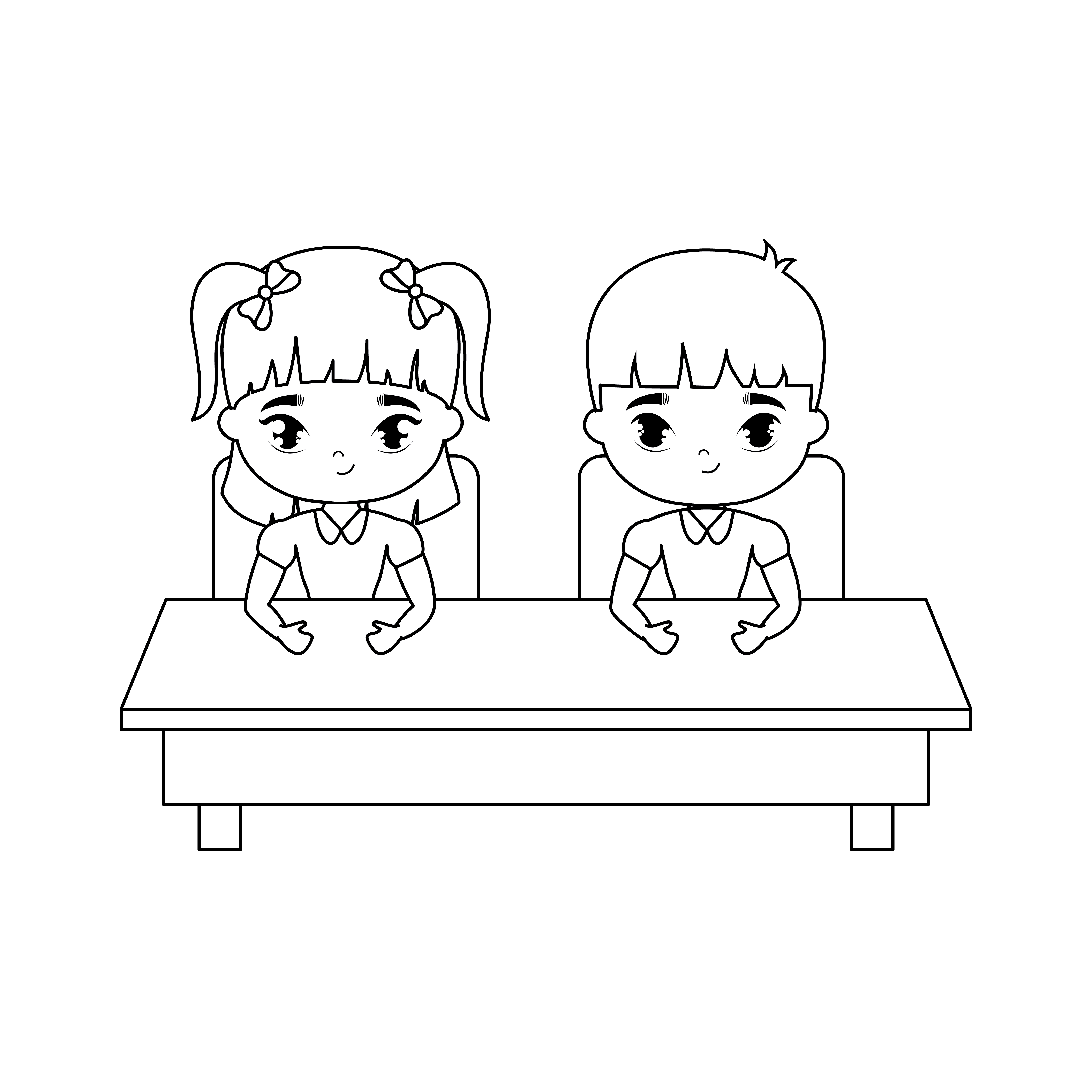 little students seated in school desk 649791 Vector Art at Vecteezy