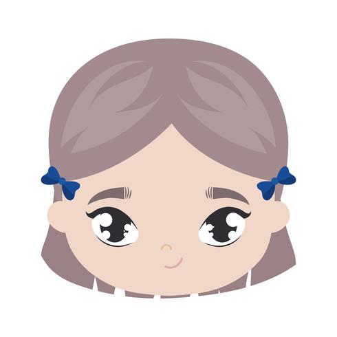 cabeza de personaje de avatar de niña linda vector