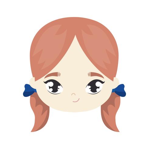 head of cute little girl avatar character vector