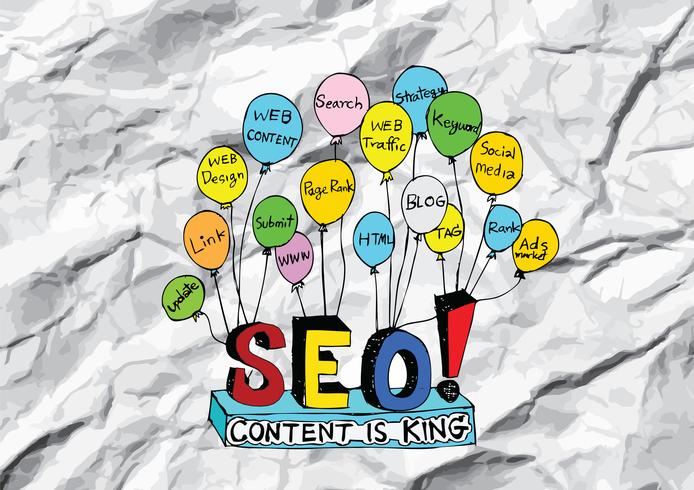 Seo Idea SEO Search Engine Optimization en papel arrugado vector