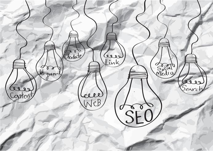 Seo Idea SEO Search Engine Optimization en papel arrugado vector