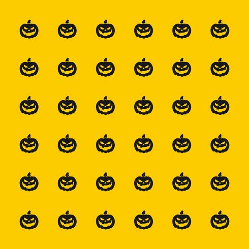  black scary pumpkin pattern on yellow background for Halloween vector
