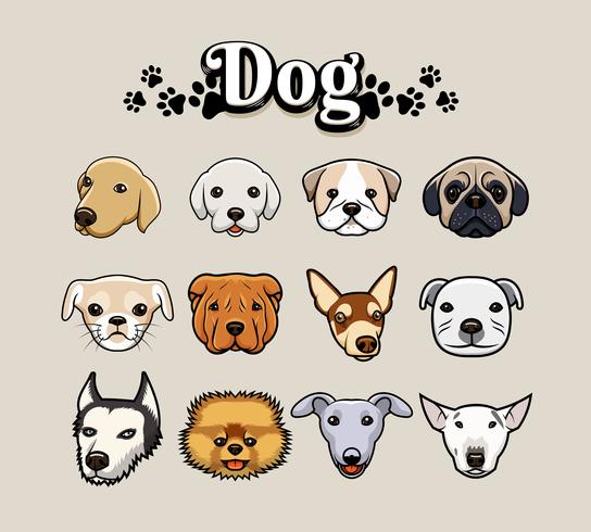 Set of Dog Head Illustration vector