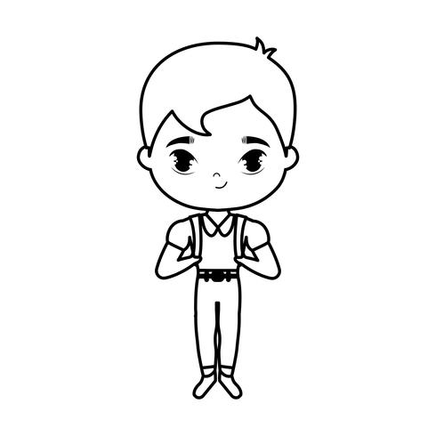 cute little student boy avatar character vector