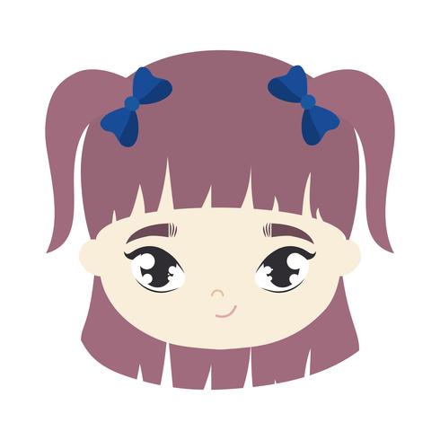 head of cute little girl avatar character vector