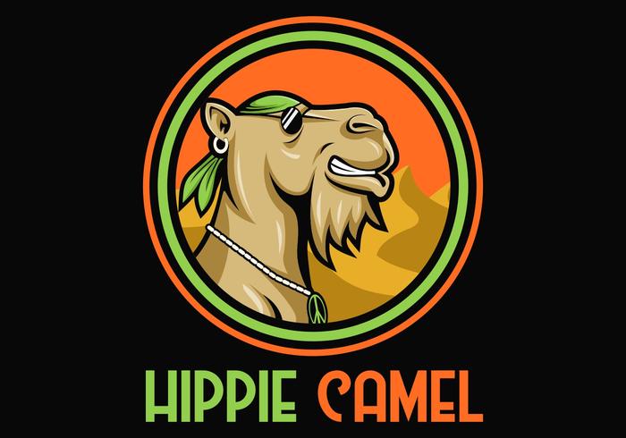 Ilustración de vector de dibujos animados de camello hippie mascota