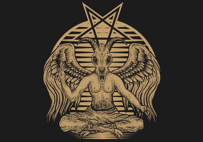 Ilustración de vector de mundo baphomet