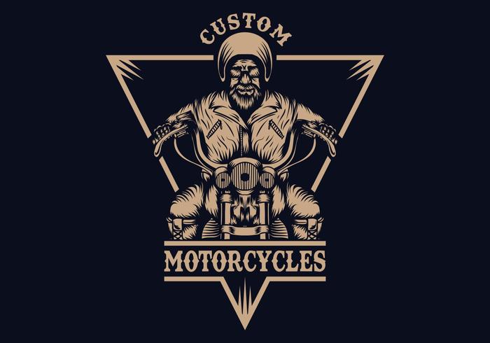 Ilustración de vector de motociclista hombre insignia