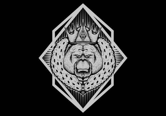 orangutan king badge vector illustration