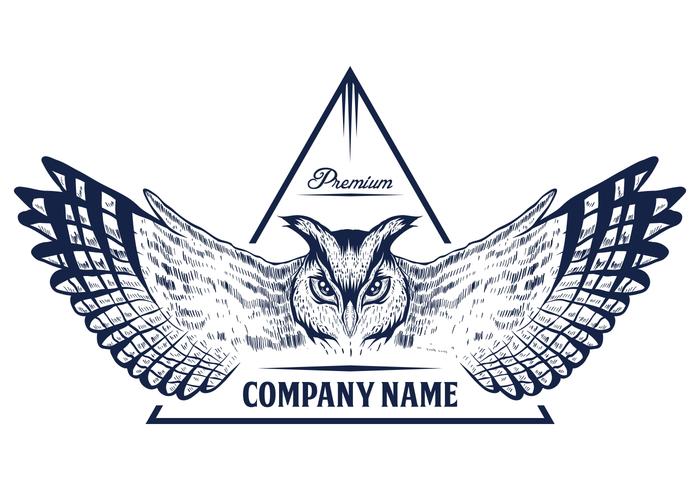 owl badge hand draw vector