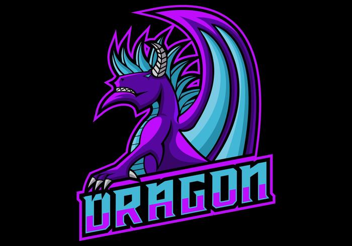 Ilustración de vector de logo de juego de dragón