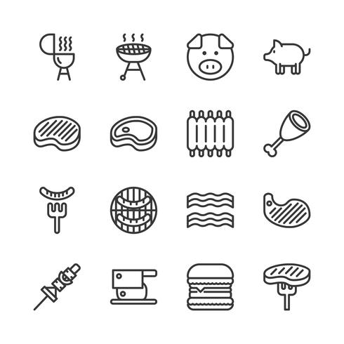 Pork related icon set.Vector illustration vector