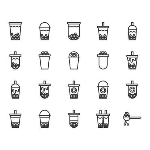 Bubble milk tea icon set.Vector illustration vector