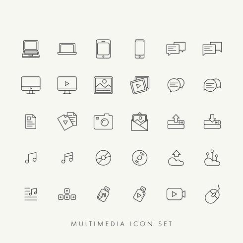 Web Multimedia Icons Set Vector