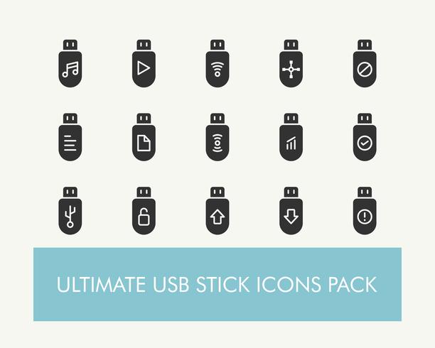 Ultimate simple USB or Flash Drive or USB Drive Icons Pack vector