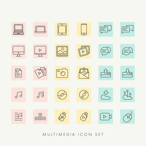 Web Multimedia Icons Set Vector