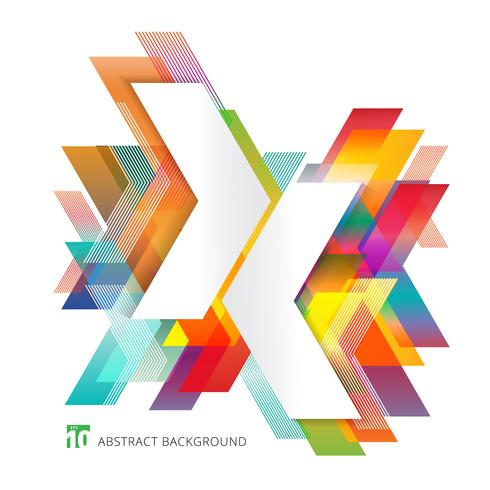 Abstract template colorful arrows overlapping on white background minimal style. Geometric graphic design elements vector