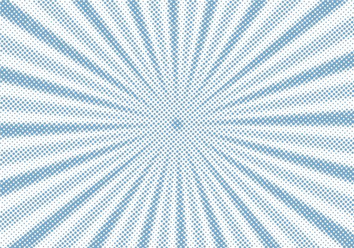 Retro blue sunburst and rays comic cartoon halftone style background. Abstract vintage grunge with sunlight. vector
