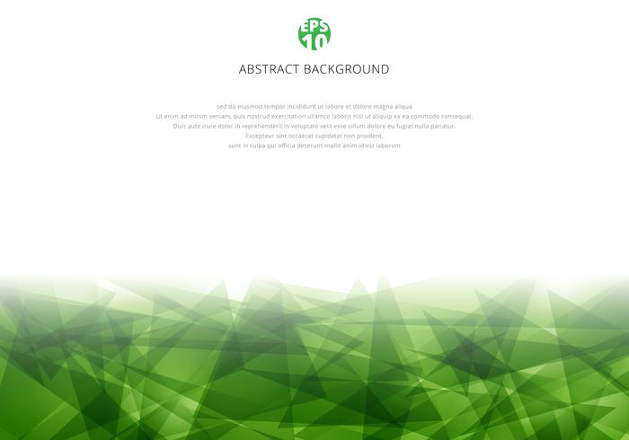 Abstract green polygonal overlapping on white background with copy space. Geometric triangles modern style vector