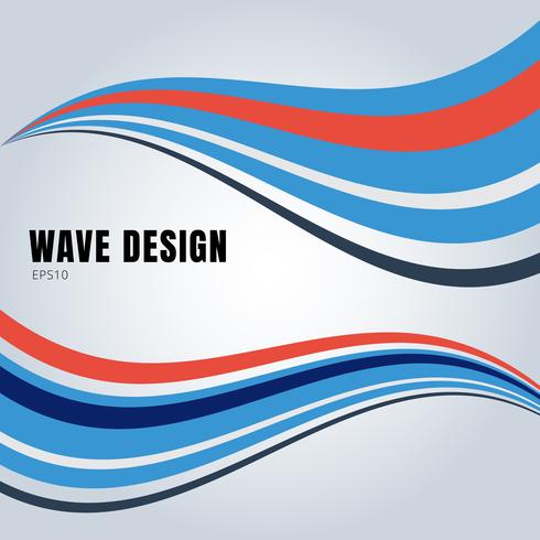 Abstract Blue And Red Color Smooth Waves Design On White