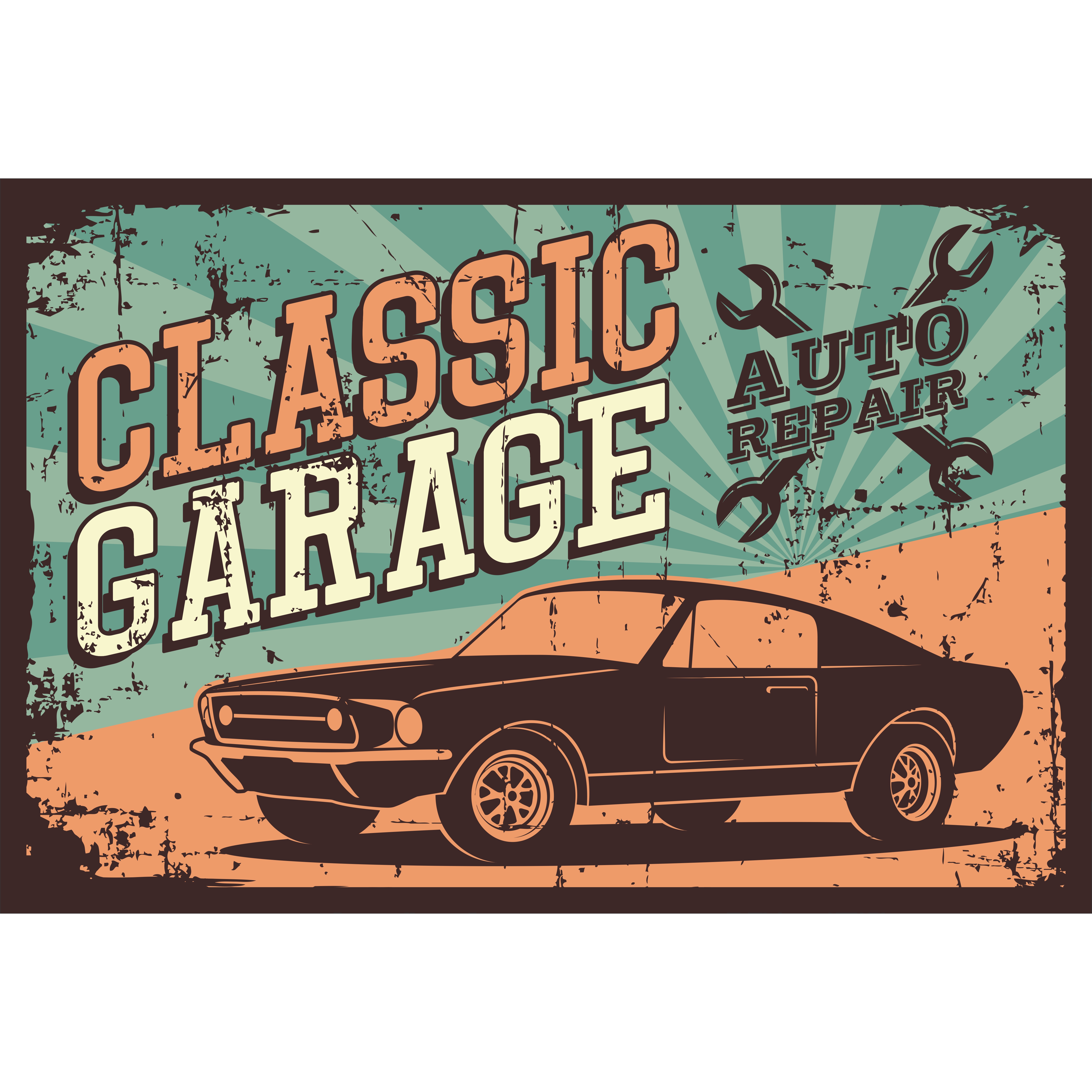 Vector illustration with the image of an old classic car, design logos