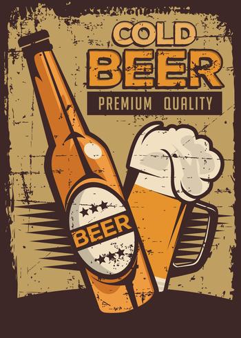 Cold Beer Vintage Retro Signage Vector