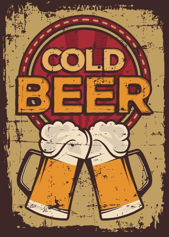 Cold Beer Vintage Retro Signage Vector
