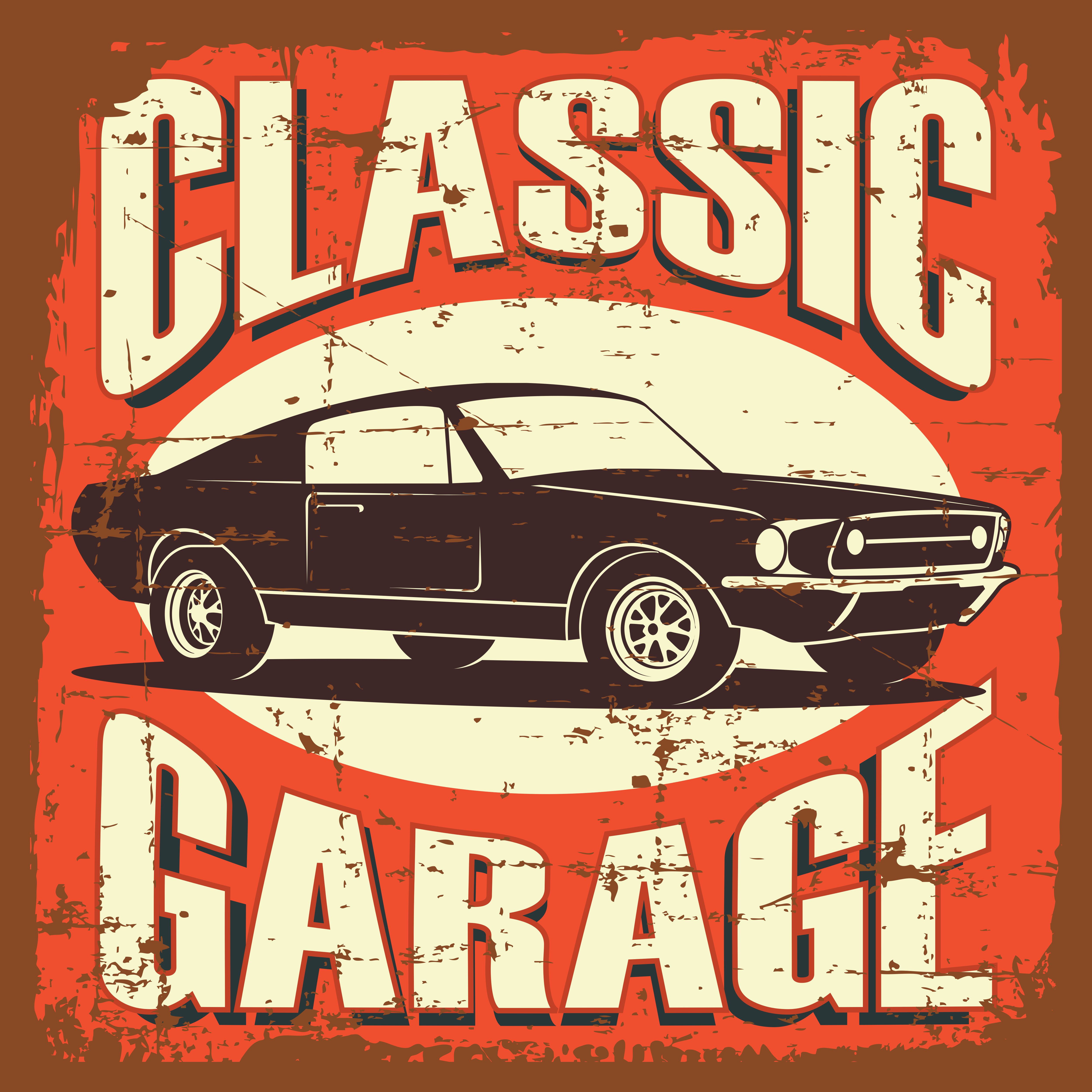 Vector illustration with the image of an old classic car, design logos