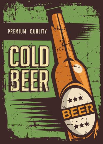 Cold Beer Vintage Retro Signage Vector