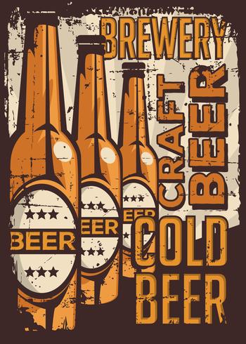 Cold Beer Vintage Retro Signage Vector