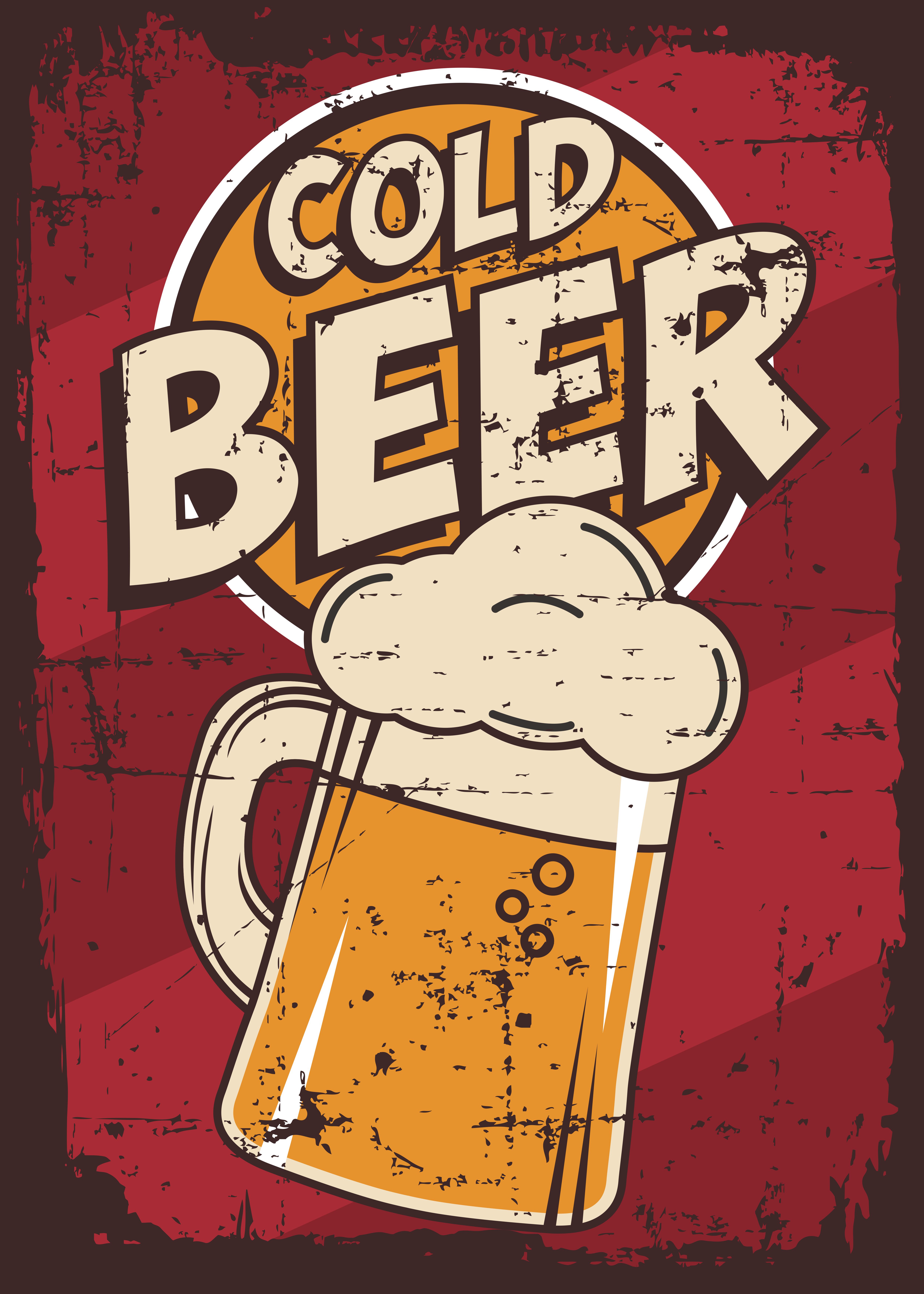 Cold Beer Vintage Retro Signage Vector 650104 - Download Free Vectors