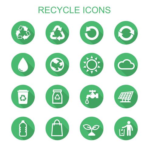 recycle long shadow icons vector