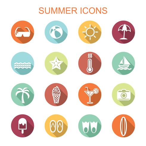 summer long shadow icons vector