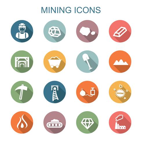 mining long shadow icons vector