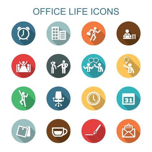 office life long shadow icons vector