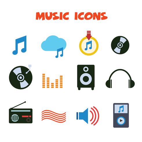 music color icons vector