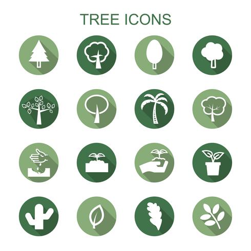 tree long shadow icons vector