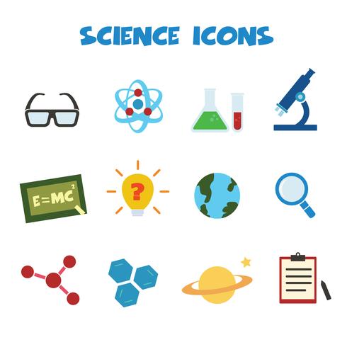 iconos de colores de ciencia vector