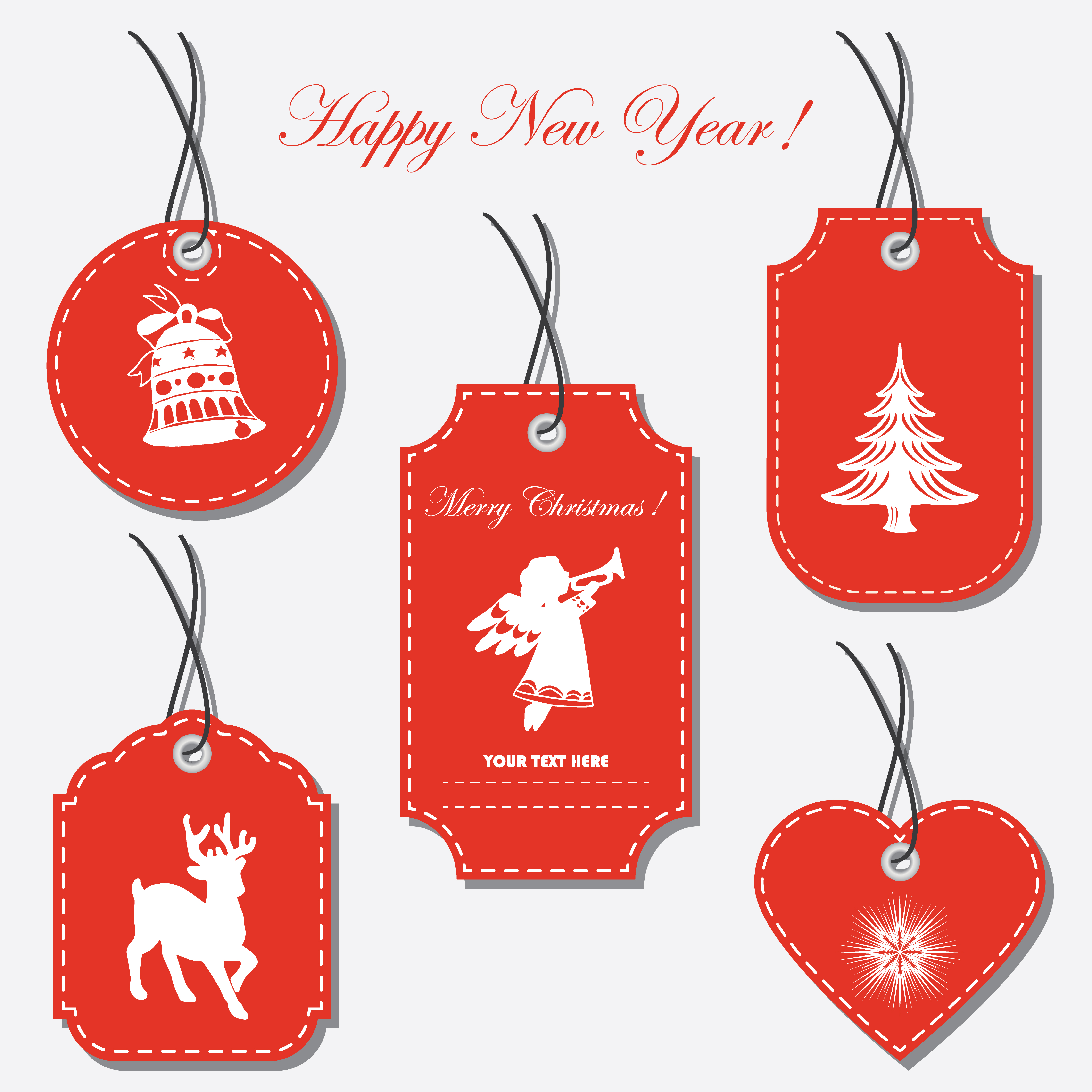 Download A set of Christmas tags, labels of different shapes ...