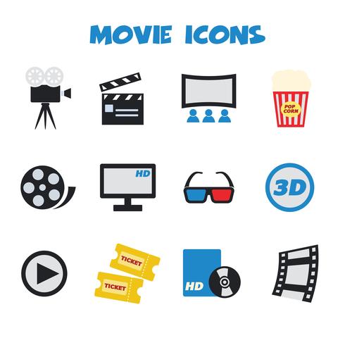 movie color icons vector