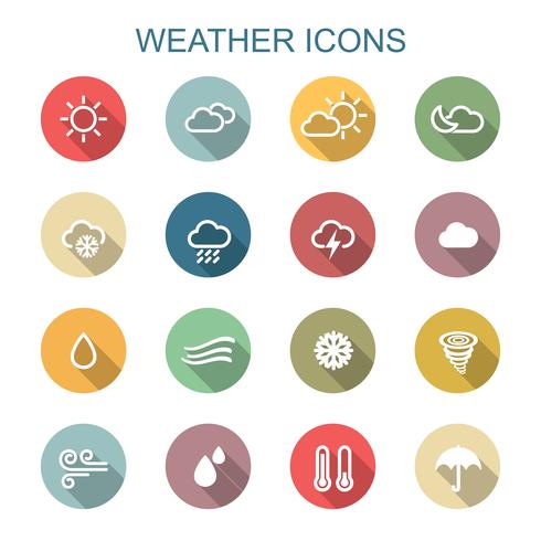 weather long shadow icons vector