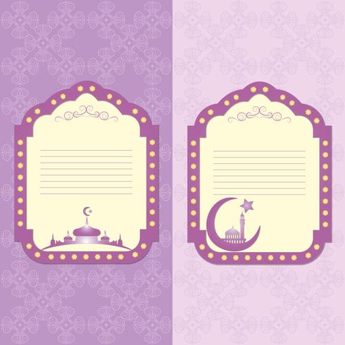 Vintage frame in Arabic style in the image of the mosque and a seamless pattern. vector