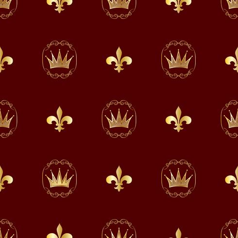 Seamless pattern. Crowns and symbols of royalty. Background for your ideas. Vector