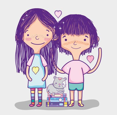 Girls with books vector