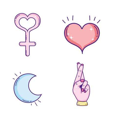 Set of girl powers icons vector