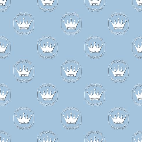 mless pattern with crowns in vintage frame. Vector