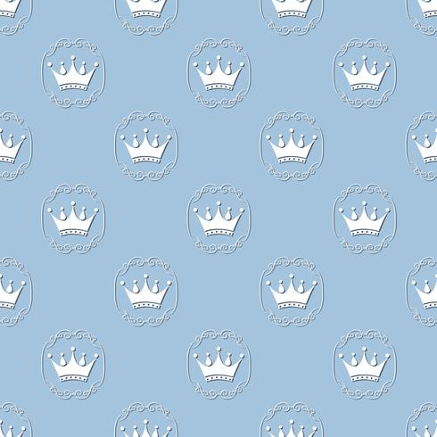 mless pattern with crowns in vintage frame. Vector